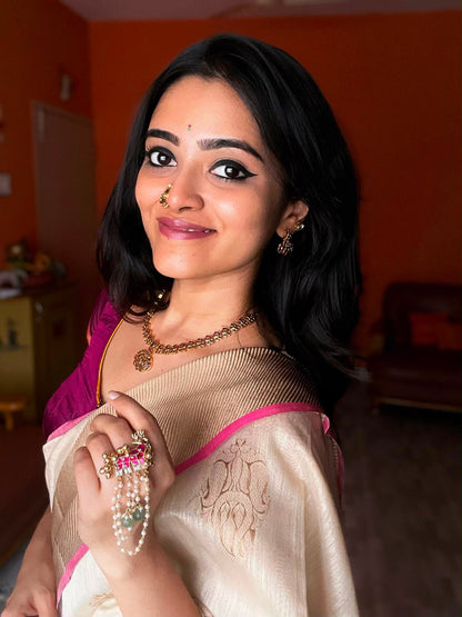 Mriga Leela | Jadau Kemp & Pearl Statement Finger Ring | Onam'26