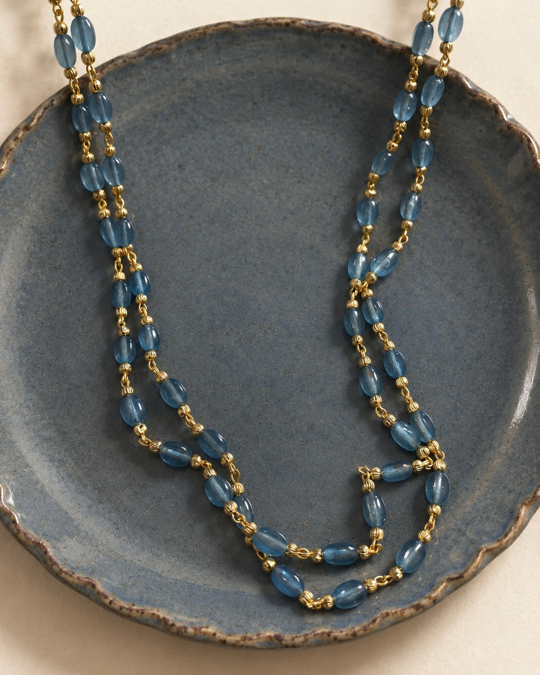 Royal Aubergine & Sapphire Mist | Double Layered Delicate Necklaces |The Beaded Affair