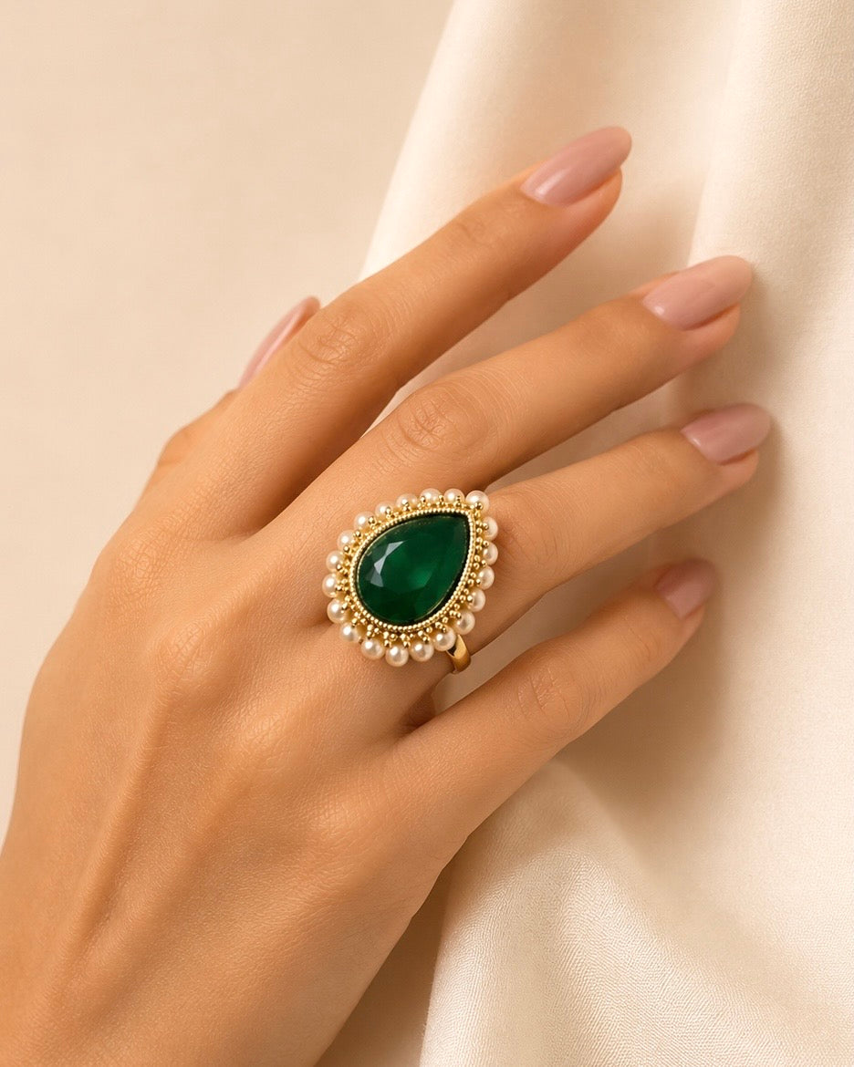 Pearled Teardrop | Antique Finger Ring