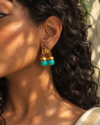 Maragatha Mottu | Vintage Brass Hand Carved Resin Studs