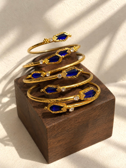 Antique Nagapadam Cuffs| Gold-Plated Adjustable Handcuffs | Blue