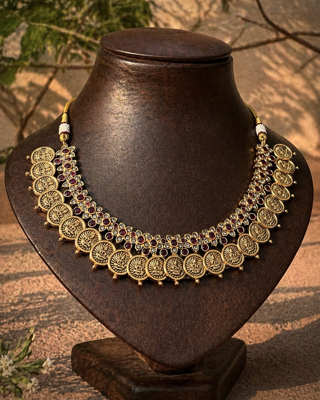 Coins of Heritage | Antique Kaashu Maala with Rich Stonework