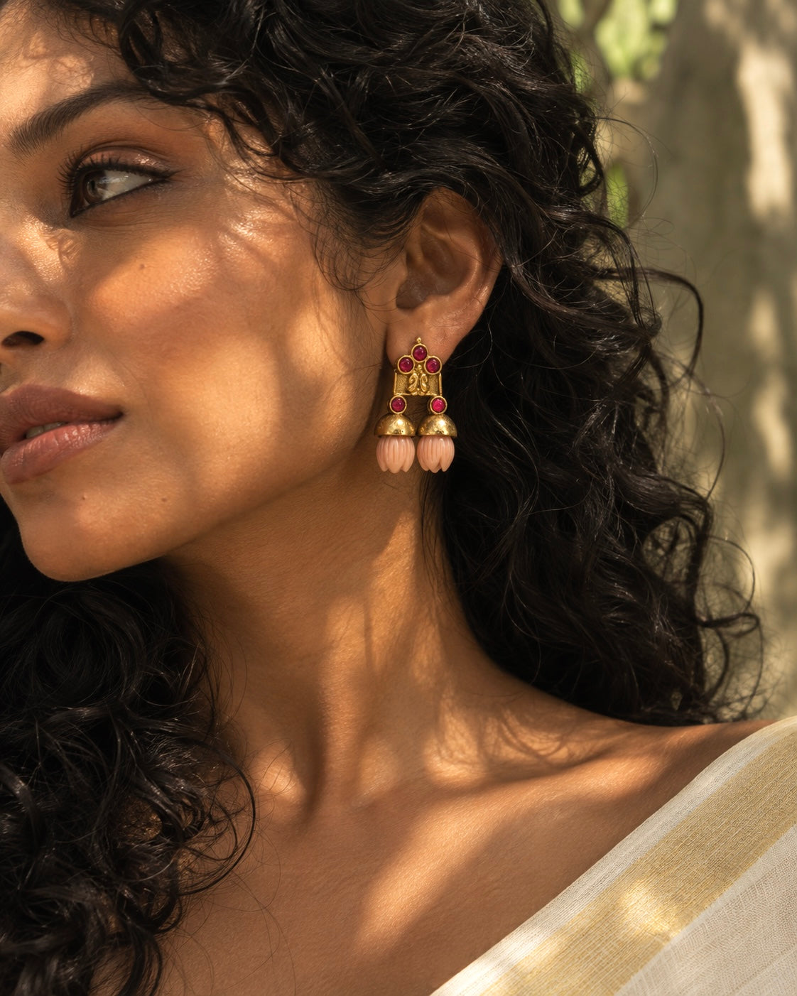 Pavazham Mottu | Vintage Brass Hand Carved Resin Studs
