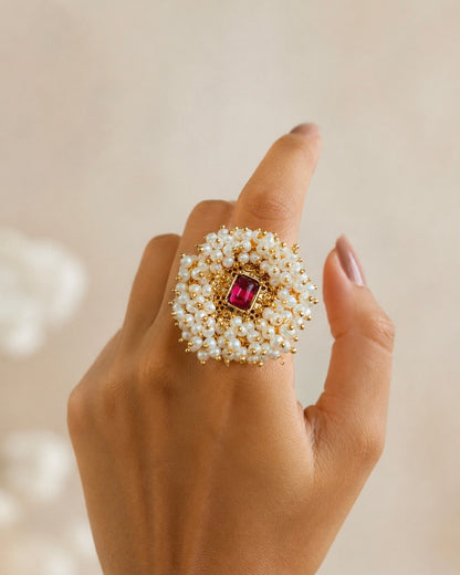 Ratna Chakra | Antique Cluster Pearl Finger Ring