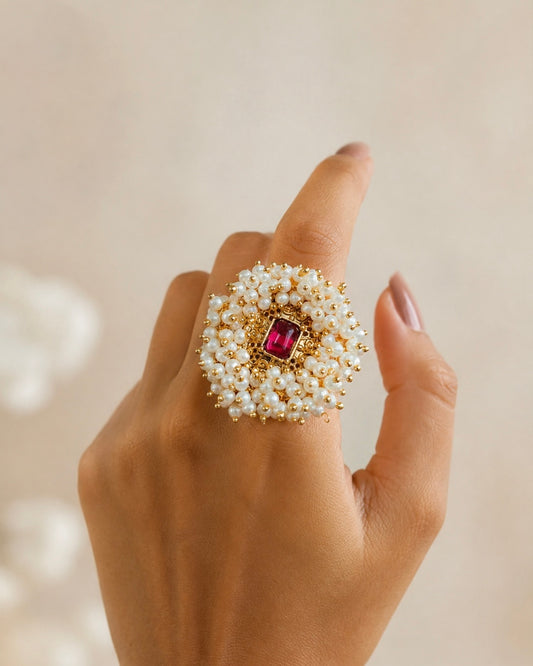 Ratna Chakra | Antique Cluster Pearl Finger Ring