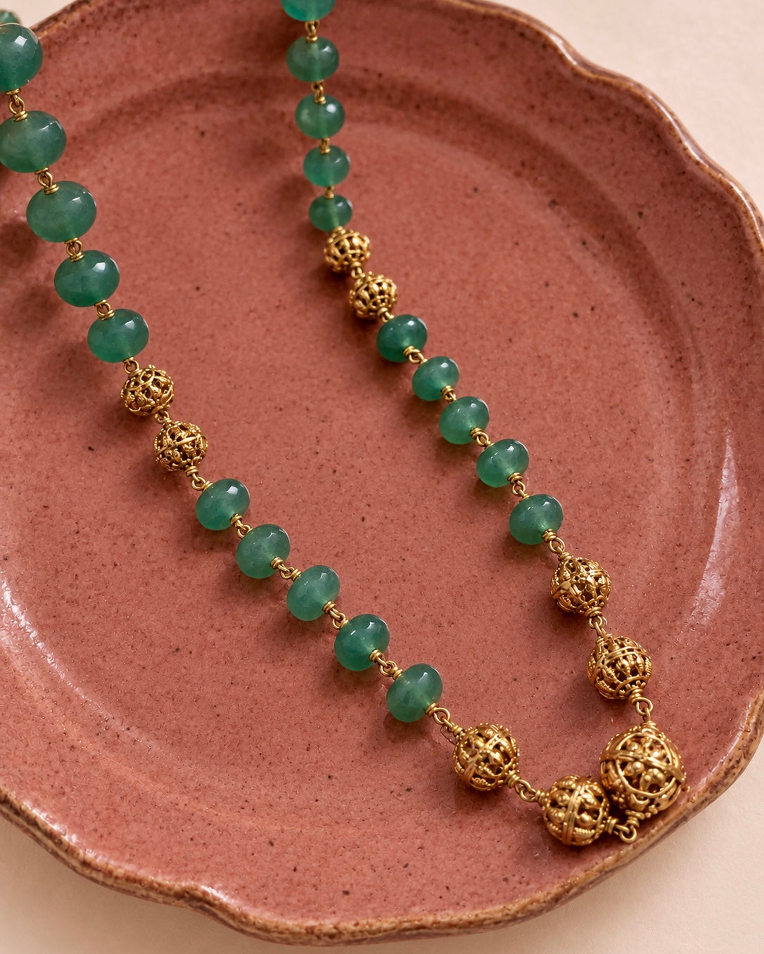Teal & Temple Gold | Vintage Beaded Necklace |The Beaded Affair