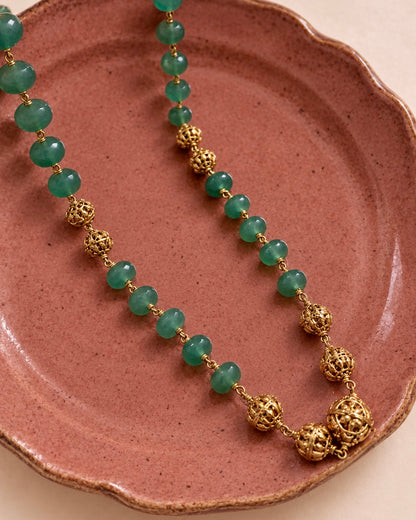 Teal & Temple Gold | Vintage Beaded Necklace |The Beaded Affair