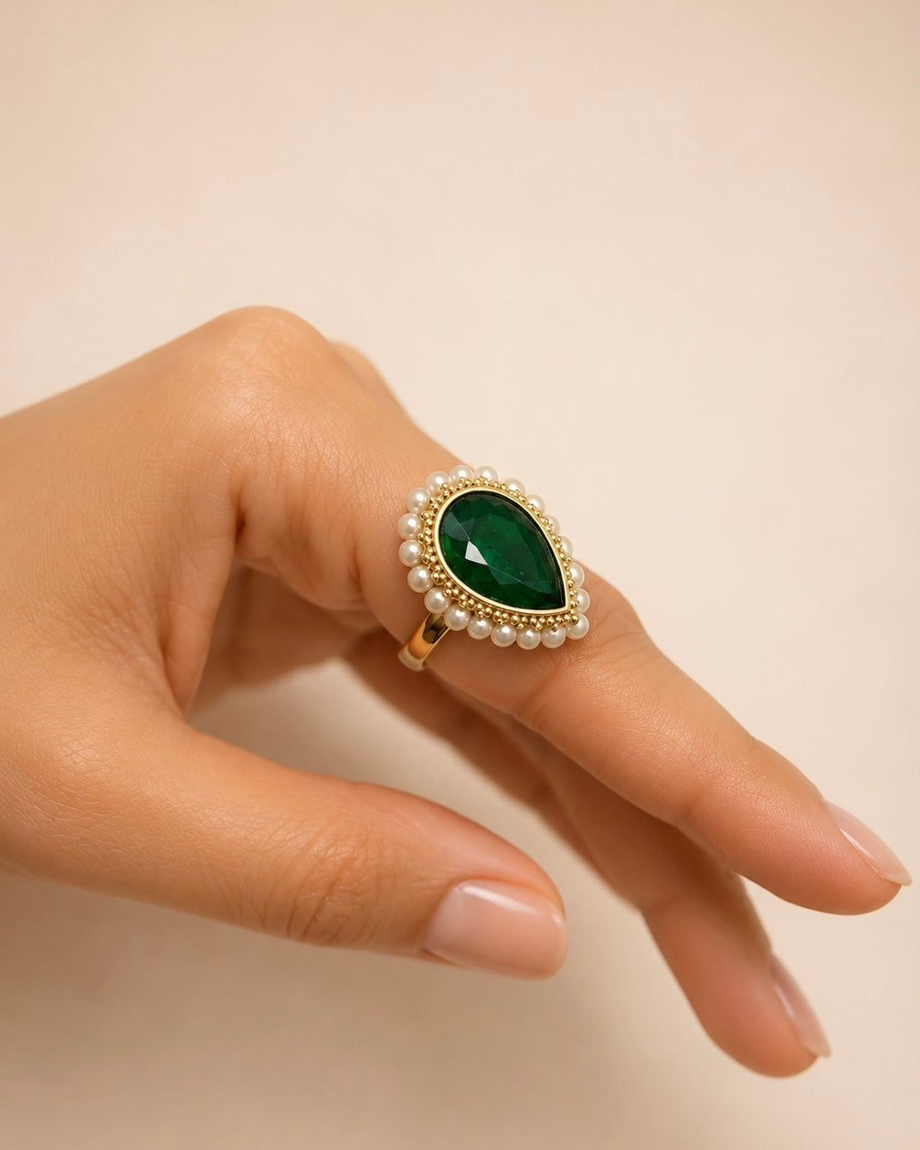 Pearled Teardrop | Antique Finger Ring