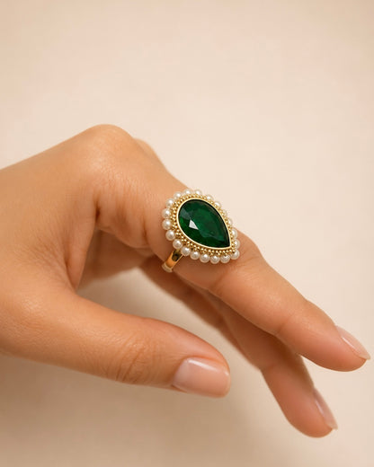 Pearled Teardrop | Antique Finger Ring