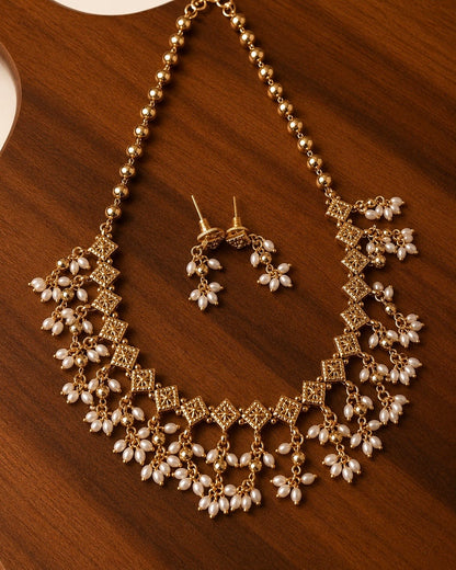 Vajra Rice Pearl Drops | Antique Necklace Set | Onam'26