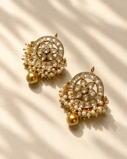 Mayura Jadau Hasli | Antique Gold-Plated Designer Set | White