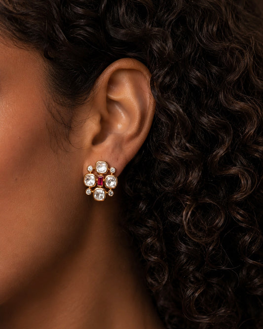 Antique Kundan Gold-Plated Studs | Onam'26 Edit