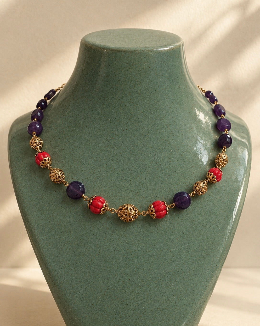 Plum & Persimmon | Vintage Beaded Necklace |The Beaded Affair