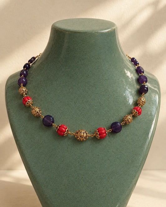 Plum & Persimmon | Vintage Beaded Necklace |The Beaded Affair