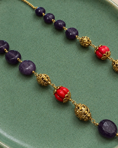 Plum & Persimmon | Vintage Beaded Necklace |The Beaded Affair