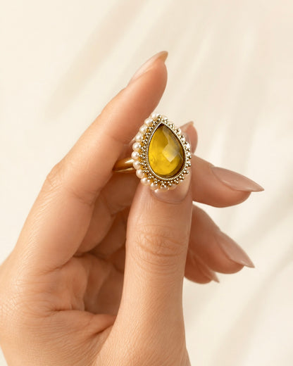 Pearled Teardrop | Antique Finger Ring