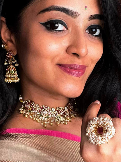 Ratna Chakra | Antique Cluster Pearl Finger Ring