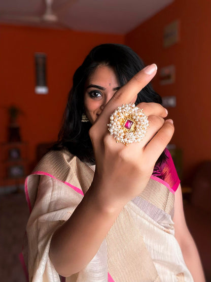 Ratna Chakra | Antique Cluster Pearl Finger Ring