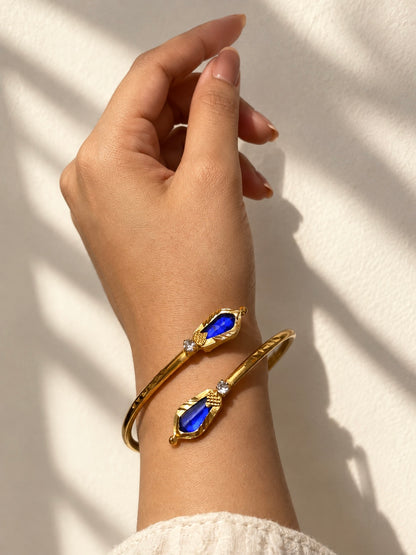 Antique Nagapadam Cuffs| Gold-Plated Adjustable Handcuffs | Blue
