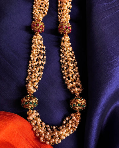 Neelambari | Cluster Pearl Antique Necklace Set | Onam'26
