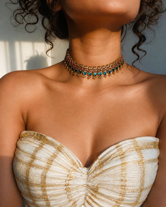 Raama Green Palakka Maala | Antique Heritage Inspired Choker Set