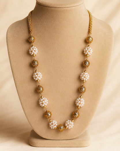 String of Pearls | Antique Gold-Plated Haaram Set | Onam'26