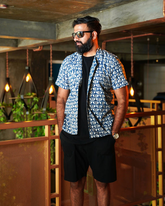 Indigo Blue Dabu Batik Shirt