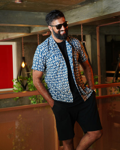 Indigo Blue Dabu Batik Shirt