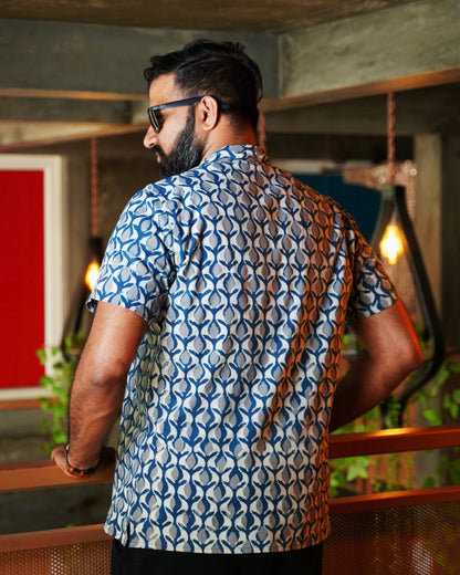 Indigo Blue Dabu Batik Shirt