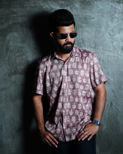 Pink Rayon Foil Printed Shirt