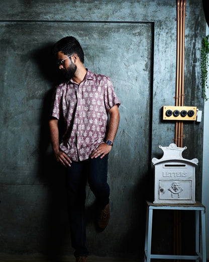 Pink Rayon Foil Printed Shirt