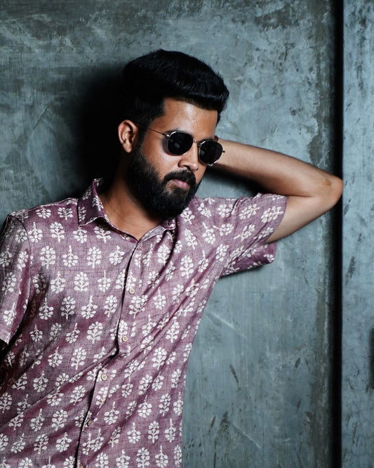 Pink Rayon Foil Printed Shirt