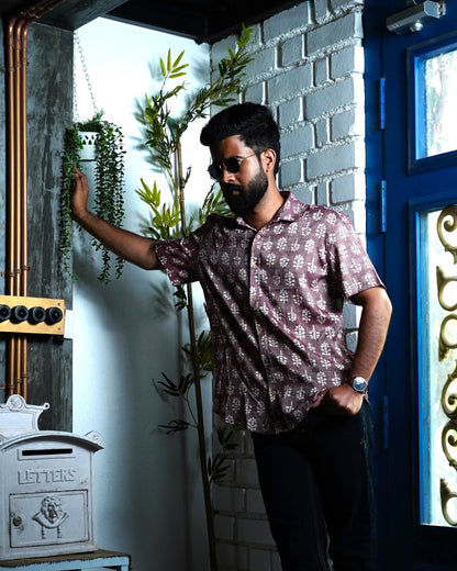Pink Rayon Foil Printed Shirt