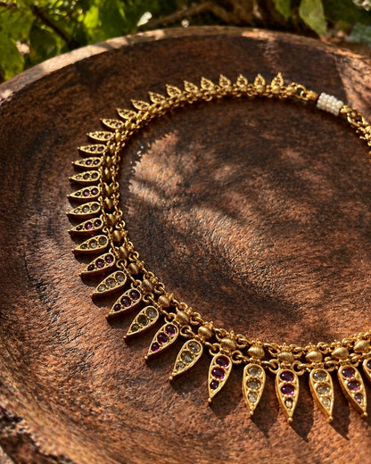 Mukkallu Thali Maala | Antique Heritage Inspired Gold-Plated Choker Set
