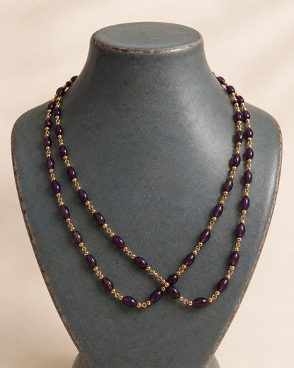Royal Aubergine & Sapphire Mist | Double Layered Delicate Necklaces |The Beaded Affair