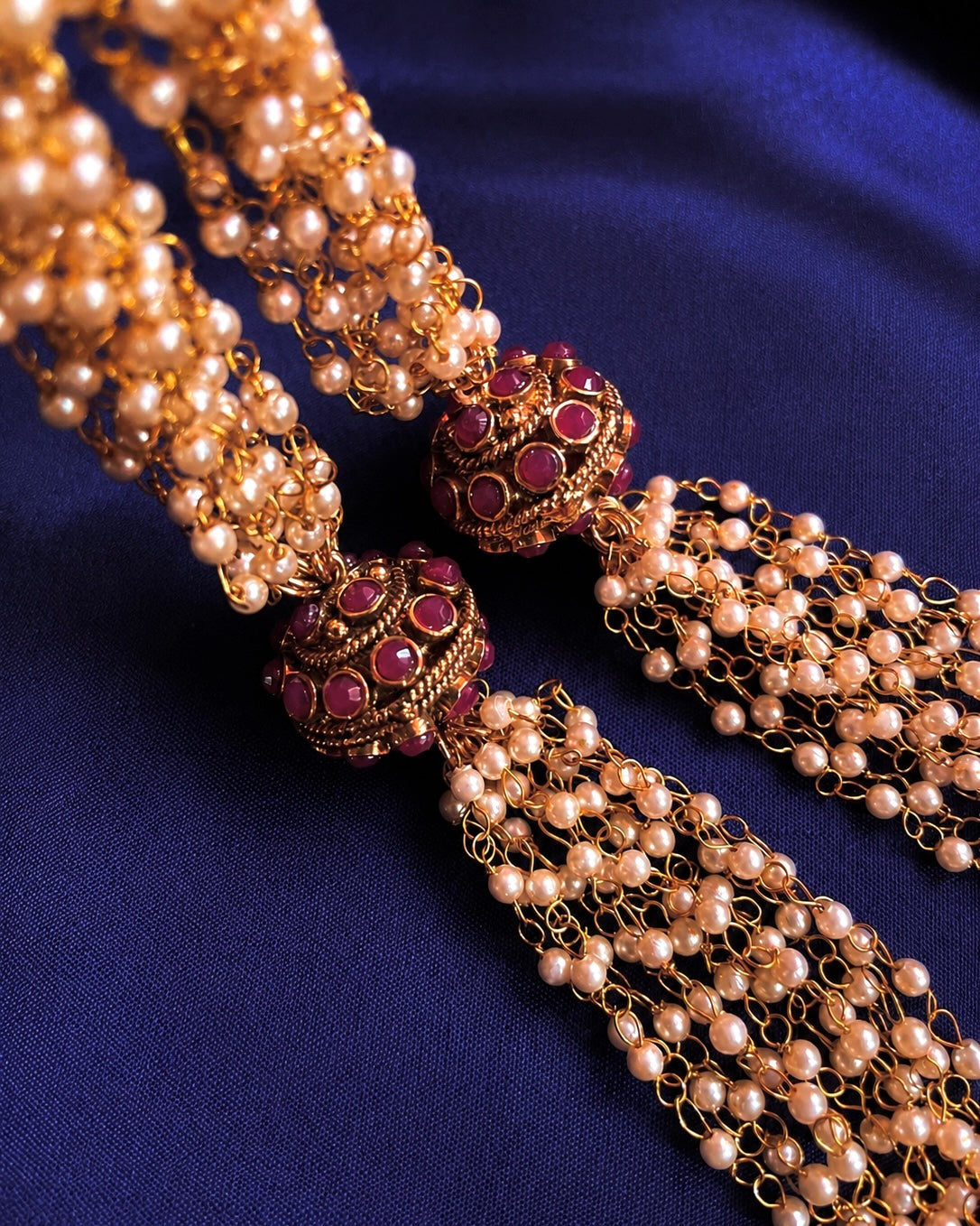 Neelambari | Cluster Pearl Antique Necklace Set | Onam'26