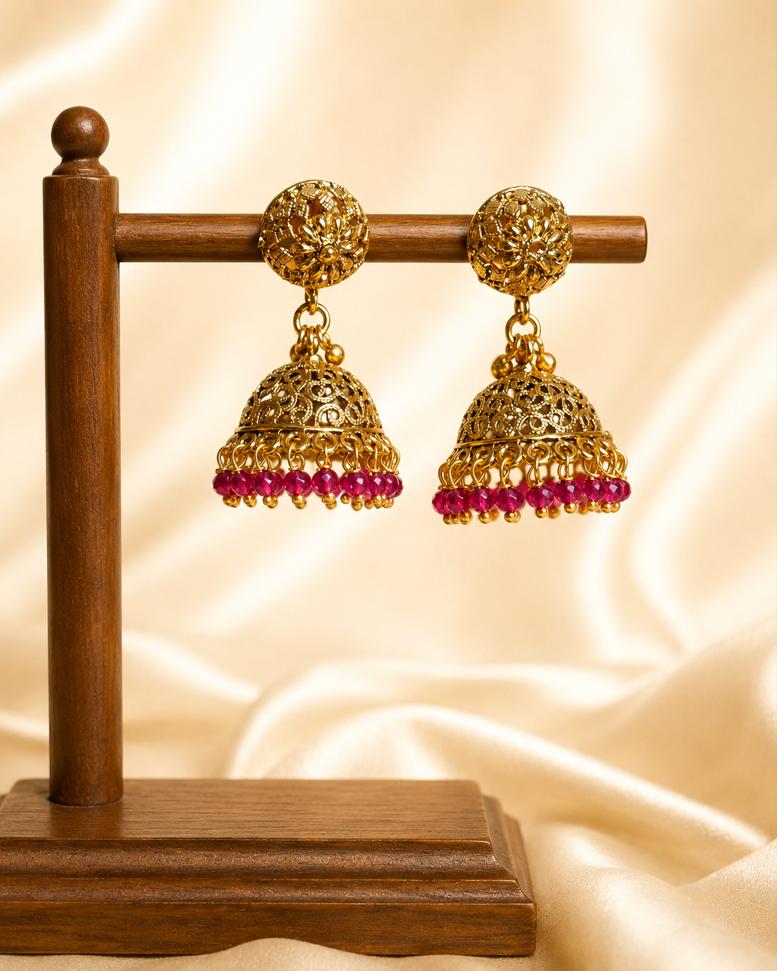 Fuchsia Crystal Mesh | Antique Matte Gold Choker Set | Onam’26