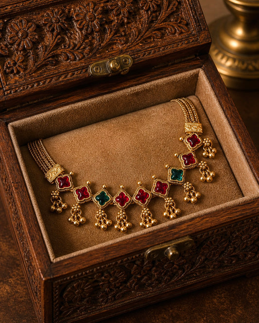 Naalukettu Poovalli |Antique Heritage Inspired Choker Set
