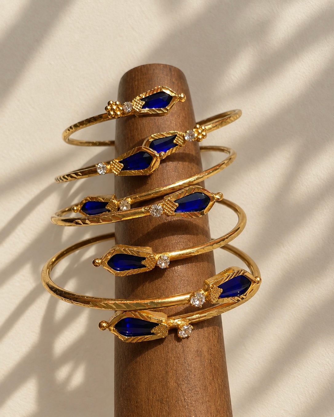 Antique Nagapadam Cuffs| Gold-Plated Adjustable Handcuffs | Blue