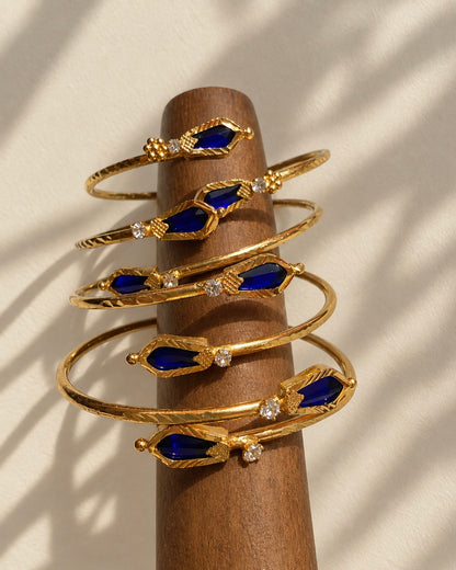 Antique Nagapadam Cuffs| Gold-Plated Adjustable Handcuffs | Blue