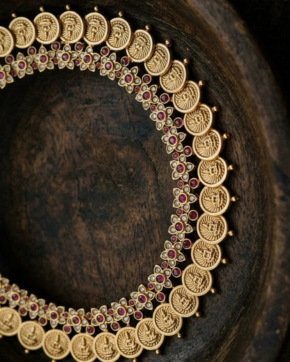 Coins of Heritage | Antique Kaashu Maala with Rich Stonework
