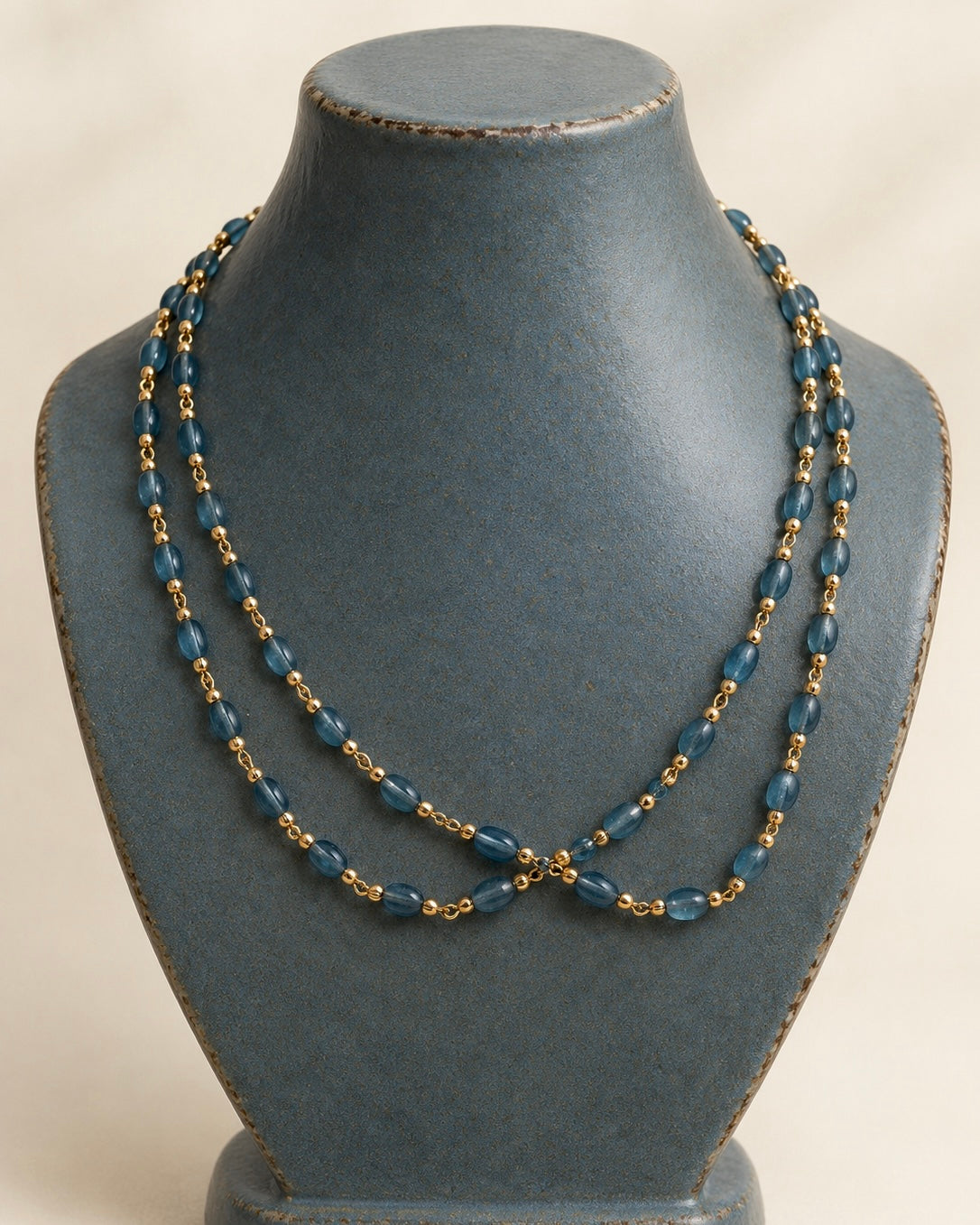 Royal Aubergine & Sapphire Mist | Double Layered Delicate Necklaces |The Beaded Affair