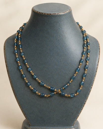 Royal Aubergine & Sapphire Mist | Double Layered Delicate Necklaces |The Beaded Affair