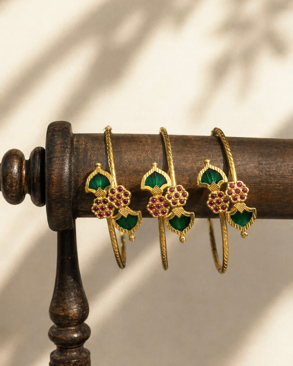 Antique Palakka Cuffs| Gold-Plated Adjustable Handcuffs | Onam'26