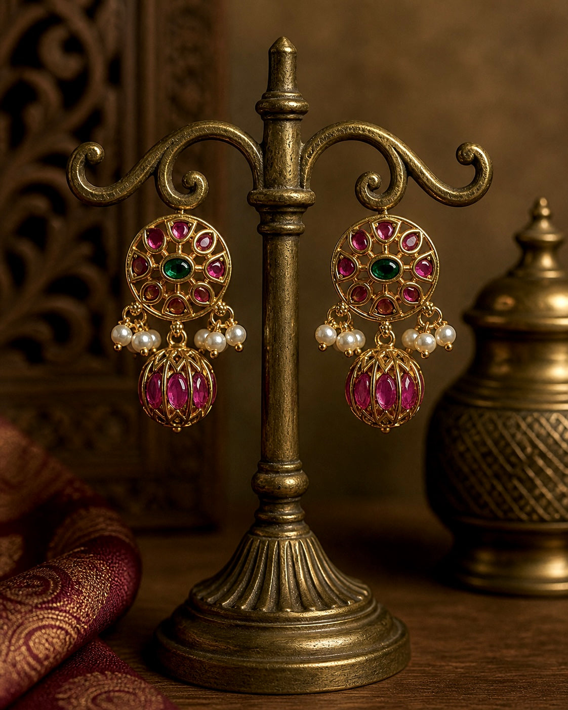 Kalpavritta | Jadau Kemp x Pearls | Delicate Antique Pendant Set