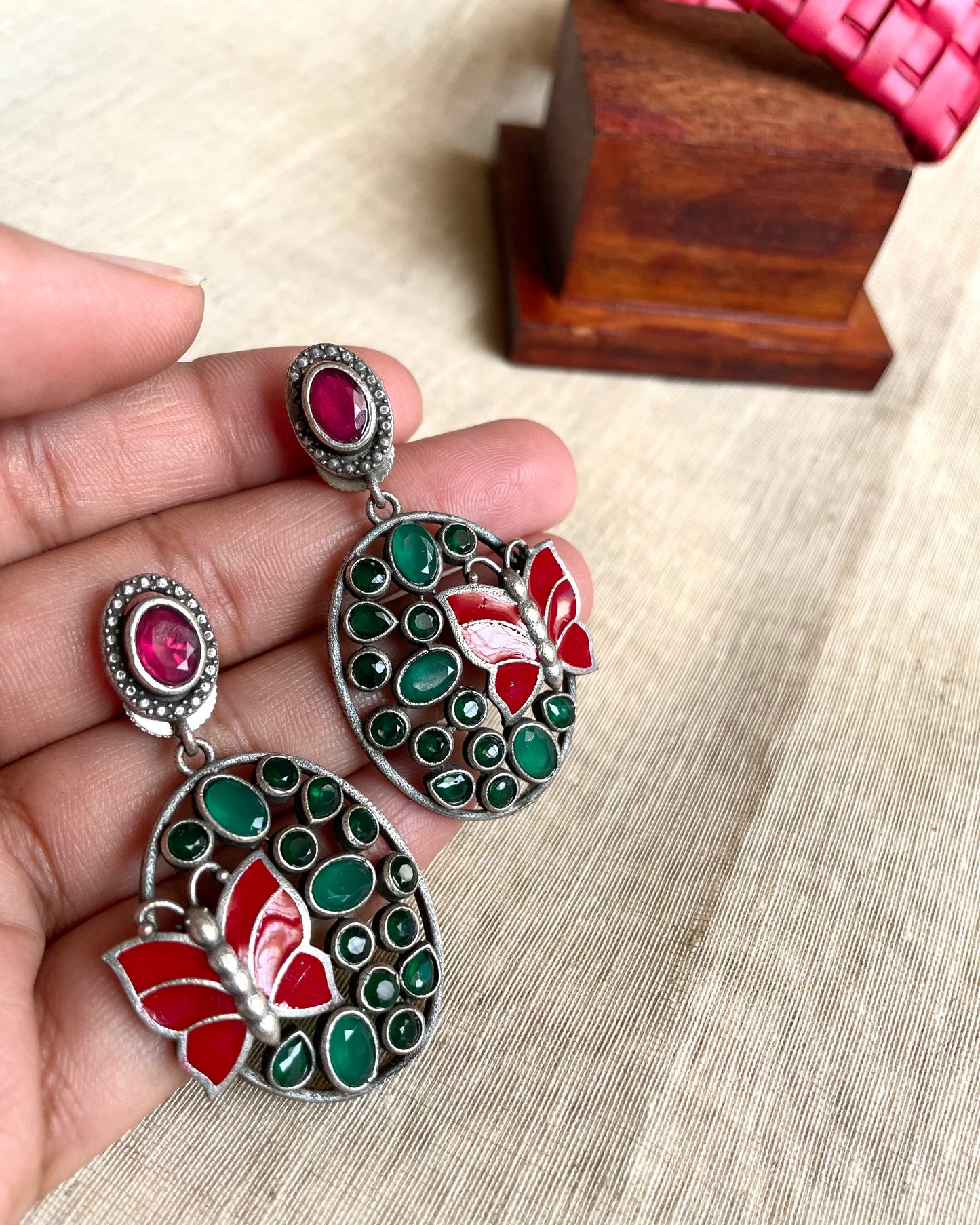 Chitrapankhā Meenakari Multicolour Stone Stud Earrings