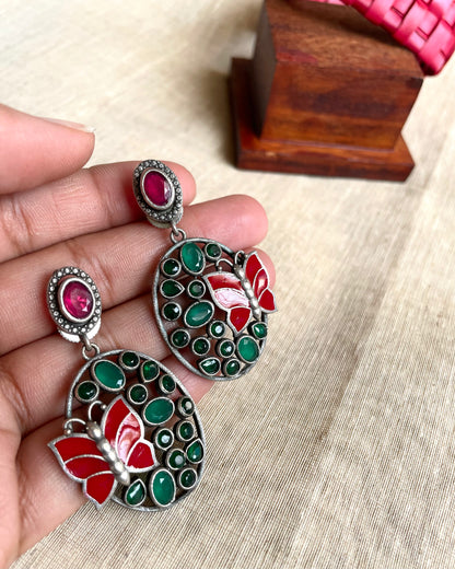 Chitrapankhā Meenakari Multicolour Stone Stud Earrings