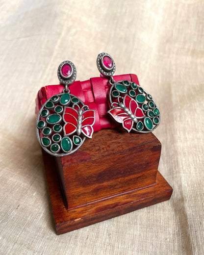 Chitrapankhā Meenakari Multicolour Stone Stud Earrings