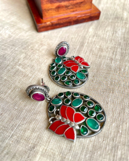 Chitrapankhā Meenakari Multicolour Stone Stud Earrings