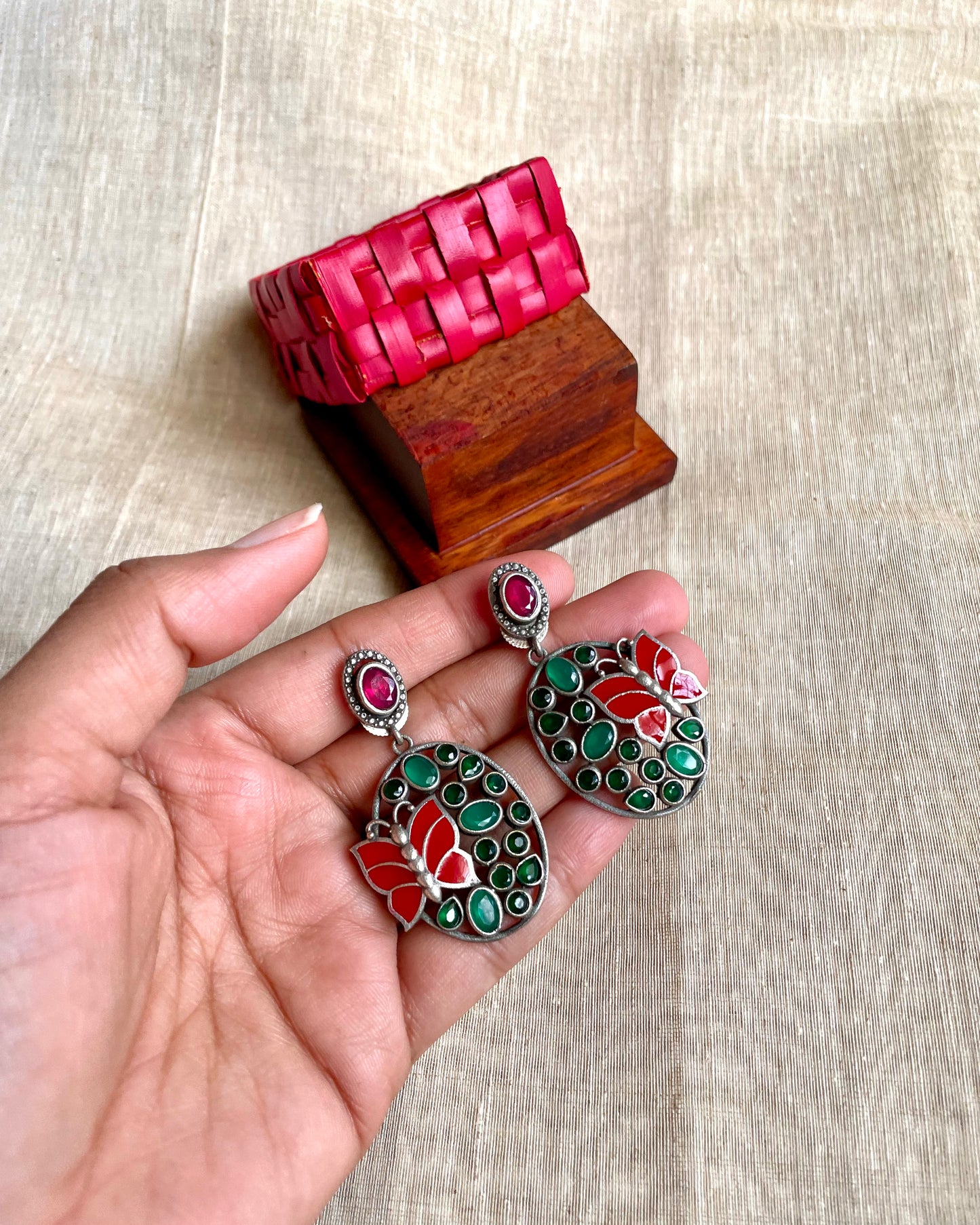 Chitrapankhā Meenakari Multicolour Stone Stud Earrings
